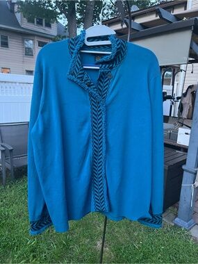 Grace Dane Lewis -Trim women’s  Sweater Jacket rayon and nylon 2x